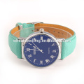 taobao men women wrist leather strap Roman number blue dial unisex watch